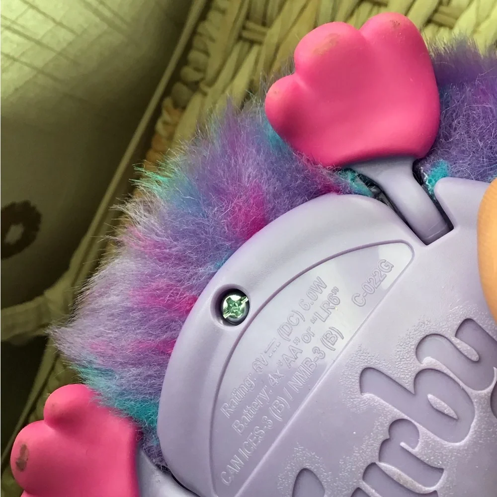 Furby Purple Plush Tie Dye Interactive Toy 2023 Glowing Ears Talks WORKS